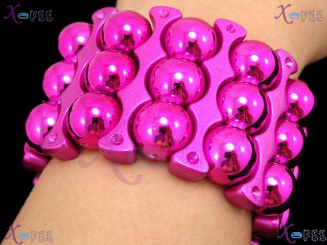 yklb00019 New Collection Woman Fashion Jewelry Hot Pink Acryl Spacer Bead Stretch Bracelet 1