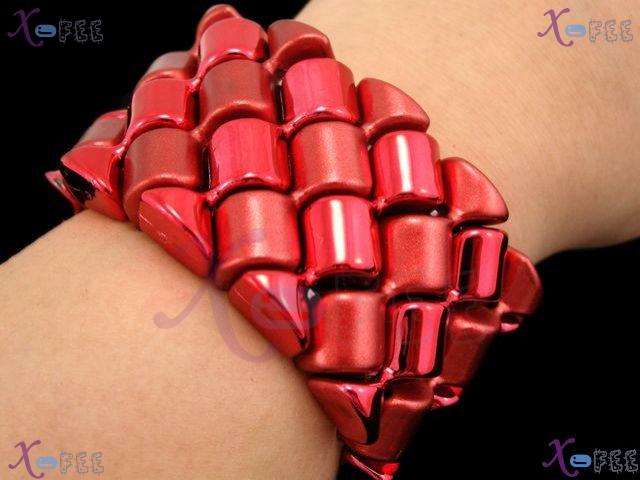 yklb00022 New Woman Collection Fashion Jewelry Red Acrylic Gear Spacer Stretch Bracelet 1