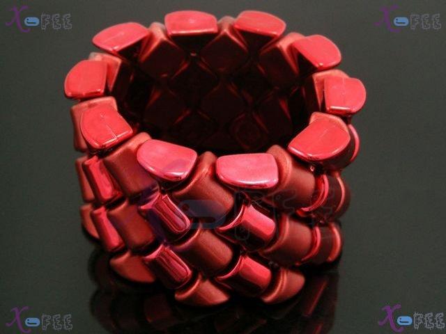 yklb00022 New Woman Collection Fashion Jewelry Red Acrylic Gear Spacer Stretch Bracelet 3