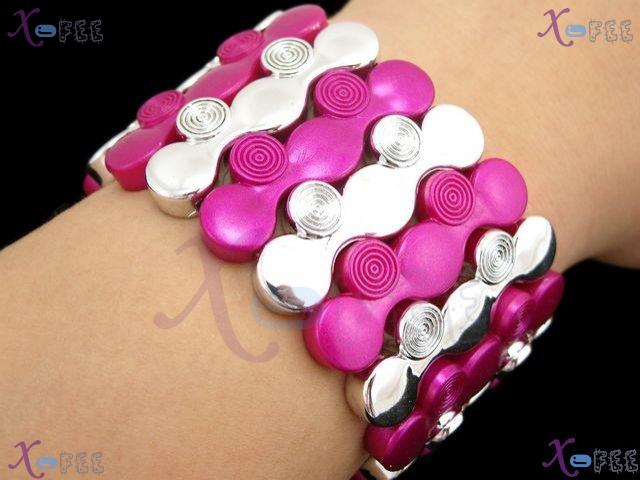 yklb00030 New Woman Collection Fashion Jewelry Pink Argent Acryl Wave Stretch Bracelet 1
