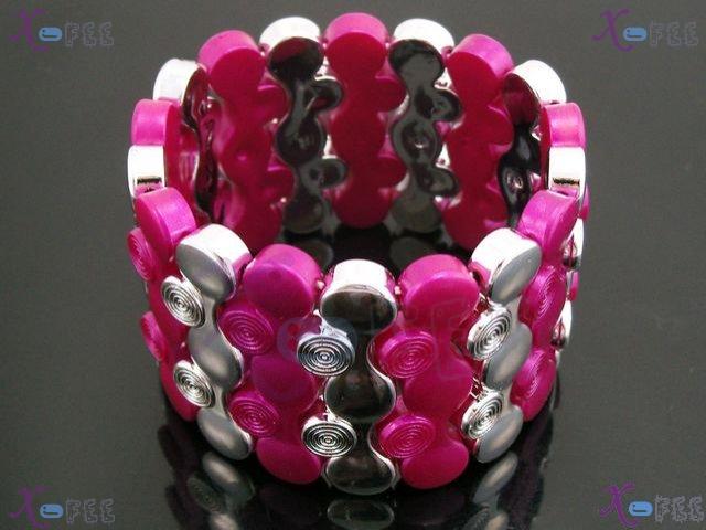 yklb00030 New Woman Collection Fashion Jewelry Pink Argent Acryl Wave Stretch Bracelet 3