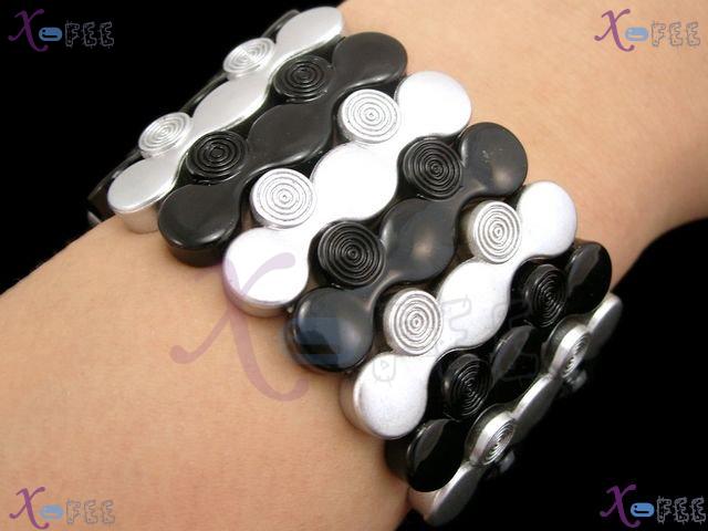 yklb00031 HOT Woman Collection Fashion Jewelry Black Argent Acryl Wave Stretch Bracelet 1