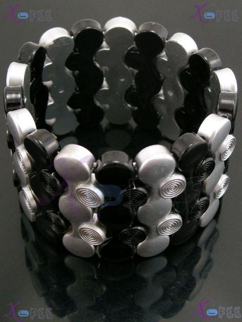 yklb00031 HOT Woman Collection Fashion Jewelry Black Argent Acryl Wave Stretch Bracelet 2