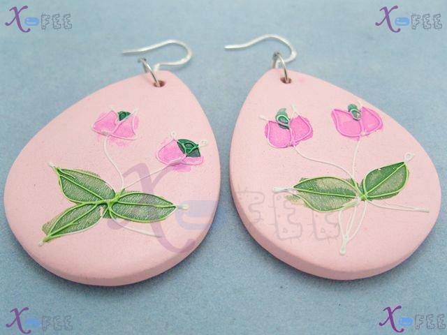 mteh00165 NEW Pink Heart Fashion Jewelry Woman Bohemia 925 Sterling Silver Hook Earrings 2