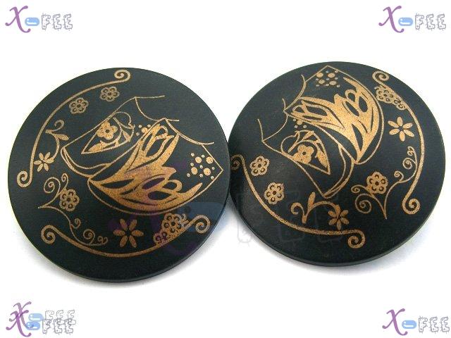 nkpf00146 Wholesale Crafts Sewing Fabric Textile 2pcs Costume Minority Black Resin Buttons 1