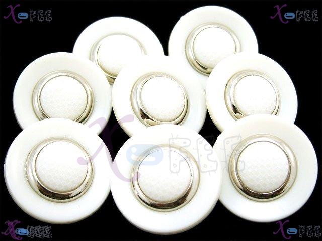 nkpf00274 10 pcs Crafts Sewing Fabric Textile Abstraction White Cap 40L Plastic Buttons 3