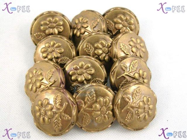 nkpf00424 Wholesale 15pcs Crafts Sewing Fabric Textile Flower 28L Golden Plastic  Buttons 3