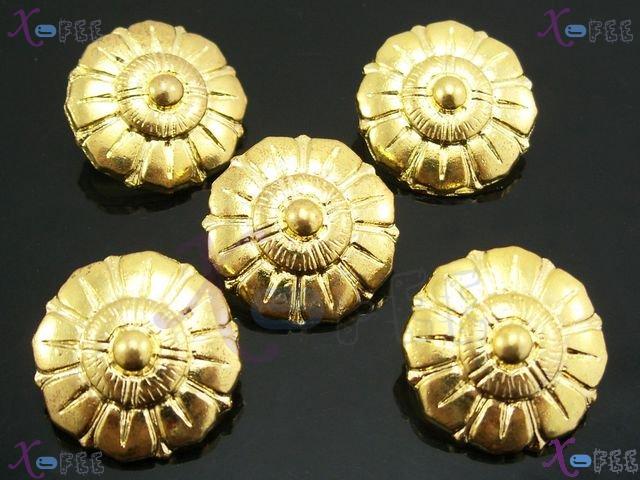 nkpf00586 34L Gloden 5pcs Costume Design Flower Metal Buttons 3