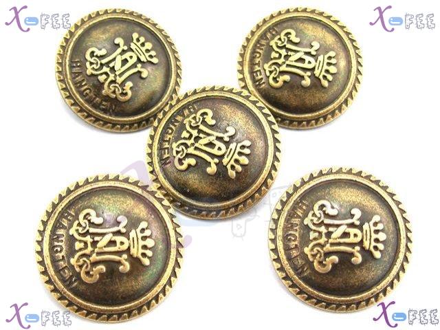 nkpf00667 Modish 5pcs Collection Crafts Fabric Textile Unique Crown Copper Metal Buttons 3