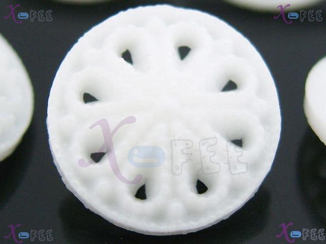 nkpf00792 18L Wholesale Crafts Fabric Textile 24pcs White Flower Plastic Design Buttons 1