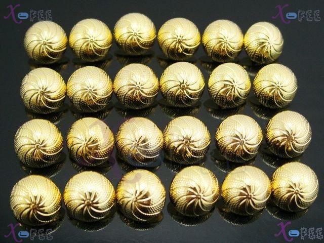 nkpf00814 NEW Modish WHOLESALE LOTS 24pcs Golden Flower Pattern Plastic Shank 18L Buttons 3