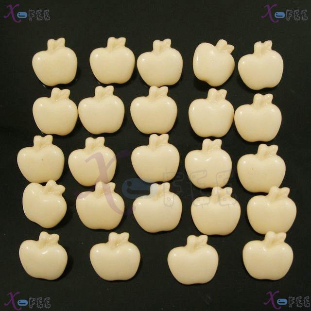 nkpf01115 Wholesale 24pcs Crafts Sewing Fabric Textile Beige Apples Pattern Plastic Button 3